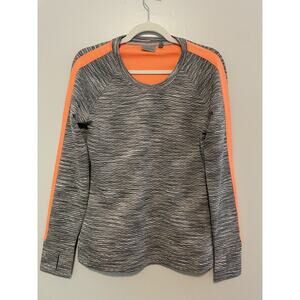 Athleta Women’s M Snowscape Quilted Pullover Gray Orange Spacedye Long Sleeve